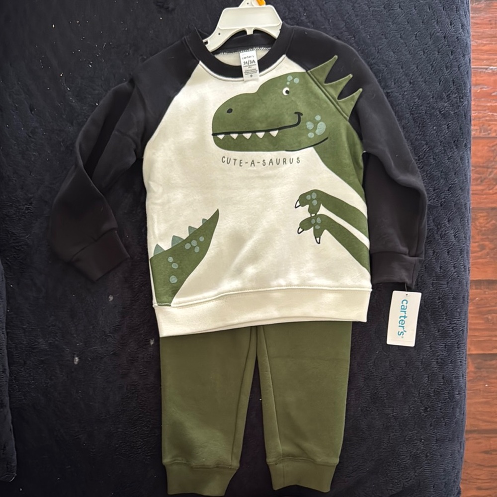 Carter's Green and Black Dinosaur Outfit